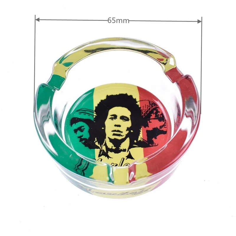 71 Glass Round Ashtray Household Office Cartoon Pattern Glass Ashtray Customized Logo Cigar Ashtrays Smoking Accessories