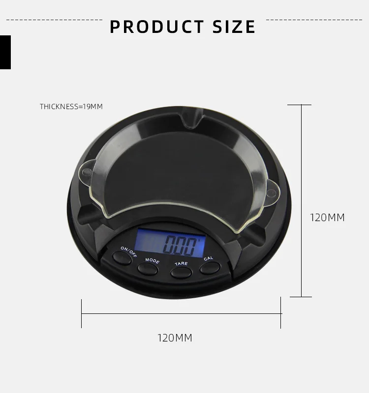 Portable Mini Kitchen Pocket Ashtray Shape black Case 500g/0.1g electronic Digital Jewelry Scale