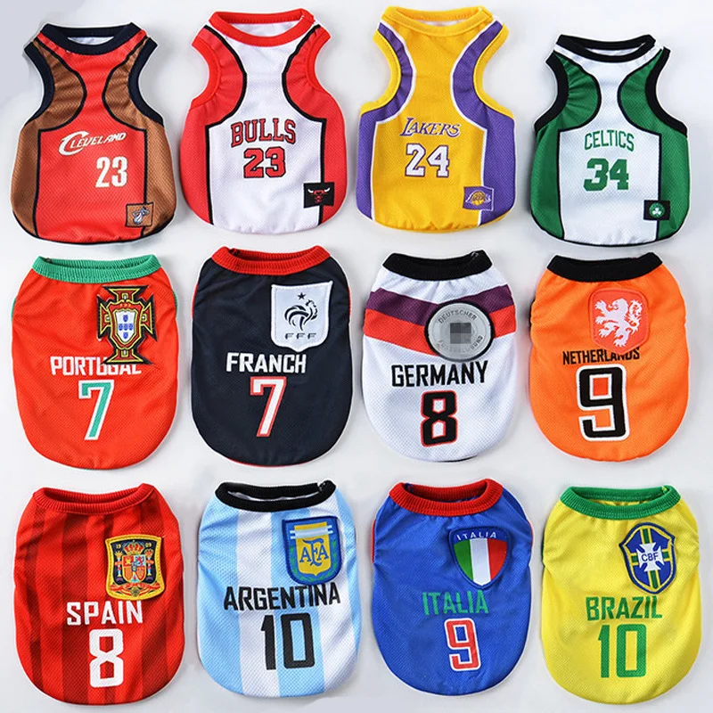 Football Number Summer Breathable Mesh Clothes Sports Shirts T-shirt Pet Clothes