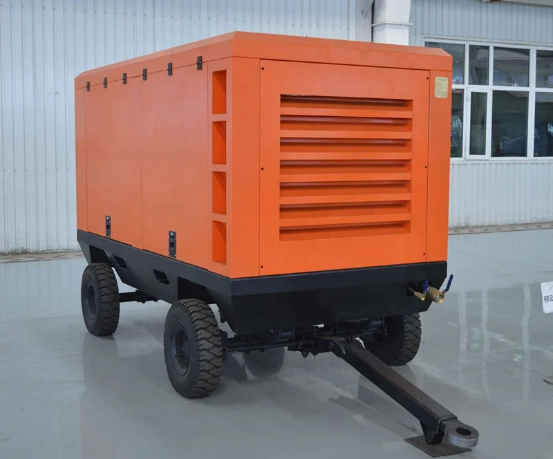 Hot sale! excellent performance cummins diesel driven portable screw air compressor for water well drilling rig