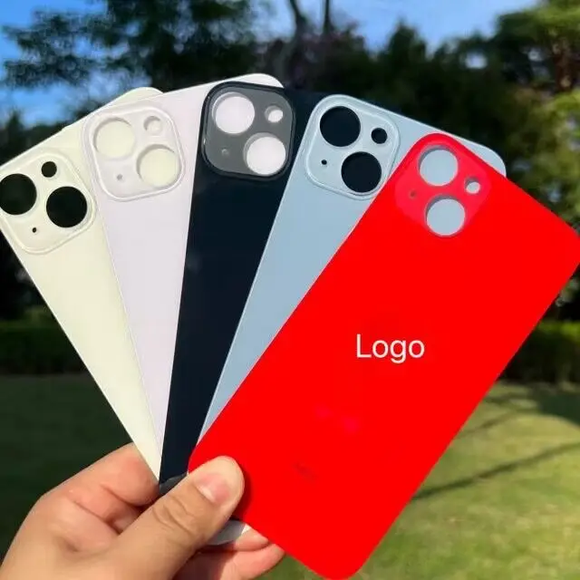 Big Hole Battery Cover glass Rear Door Housing Glass For IPhone 14 14 Plus Glass Replacement with LOGO