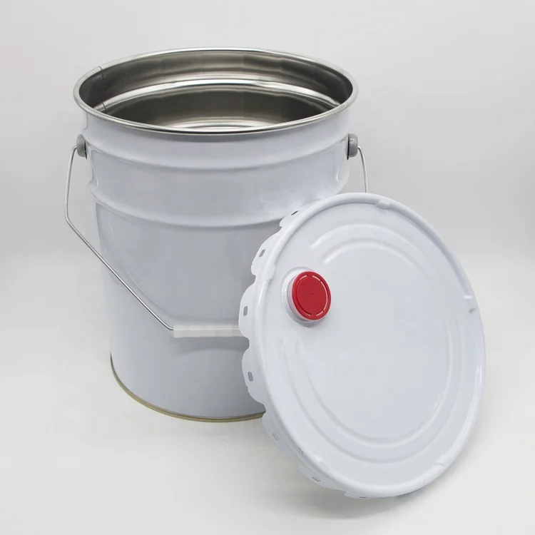 Customizable 20L Flanged empty metal bucket tin pail for oil lubricants paint