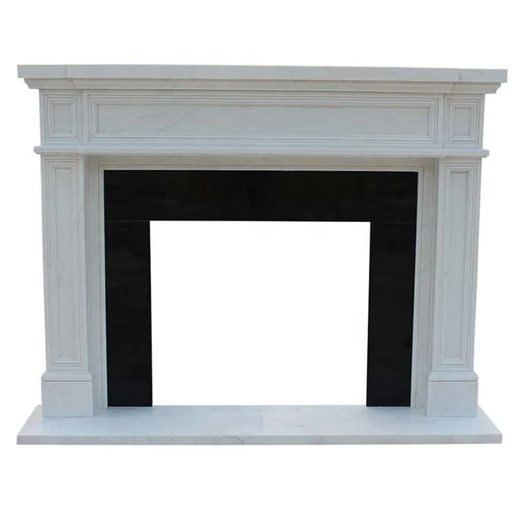 Modern simple natural marble hand carved fireplace surround for sale