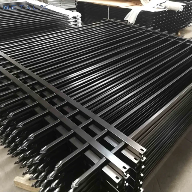 Garden Metal Galvanized Black Square Tube Stainless Zinc Steel Square Tube Fence Designs Wrought Iron Railing Fence For Villa