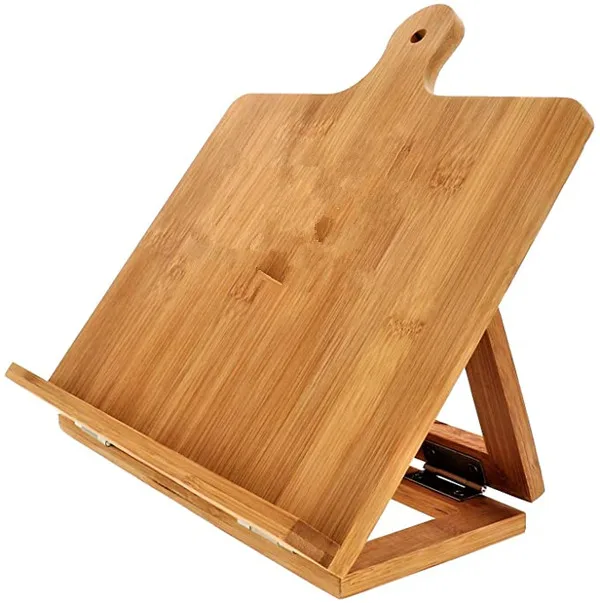 Custom engraved bamboo tablet recipe cookbook holder wooden book stand