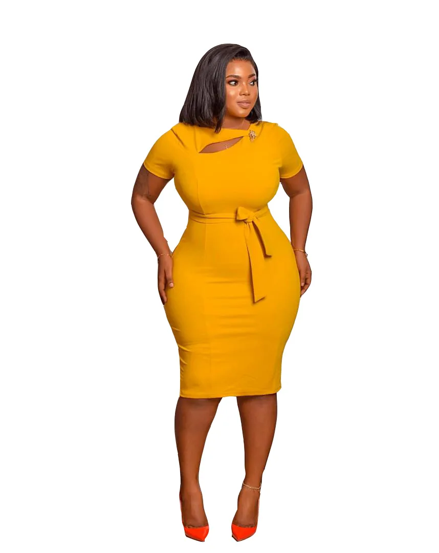 
Dresses Women Summer Short Sleeve Bodycon Buttock Cut Out Office Ladies Dress 