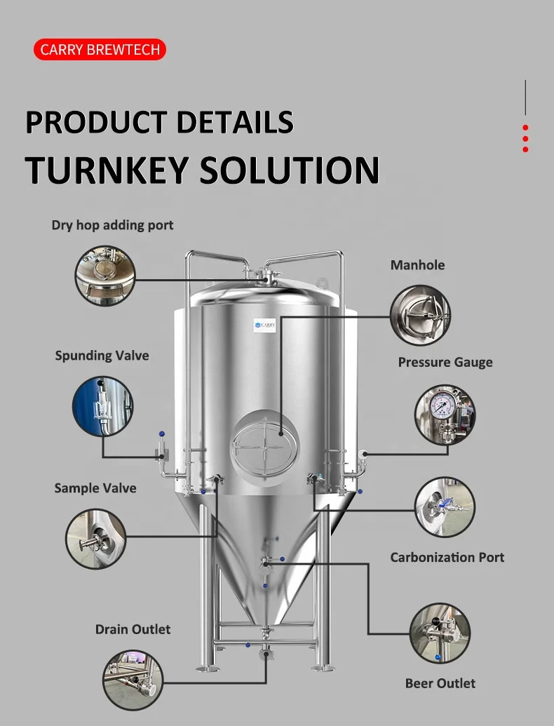 Beer Manufacturing Fermentation Tank 500l Strainless Steel Fermenting System Conical Fermenter for Stainless Steel Beer Brewing