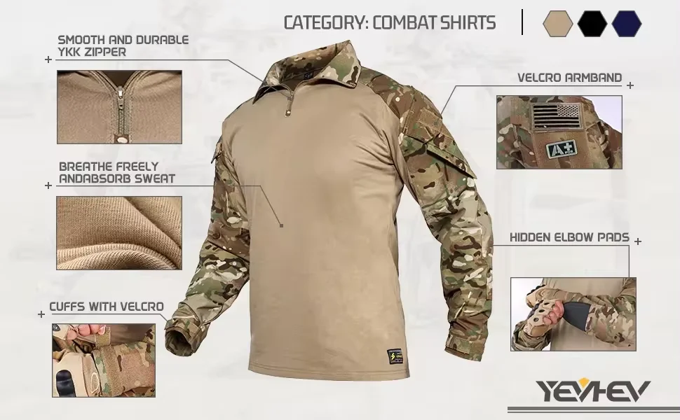 PTG Men G3 Assault Camo Custom G3 Camouflage Tactical Clothing Shirt Pants Uniform Tactical Uniform with Knee Pads