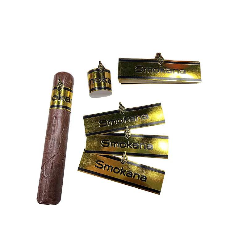Cigar anillos Label Custom  Gold Foil Oil Painting Embossing Cigar Band Rings Label  Die Cut Sticker  Recyclable/Biodegradable