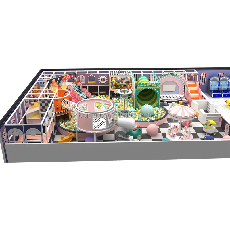 Children Indoor Playground Pretend Dreamland Theme Kids Play Area Indoor Playground Equipment Pastel Color Interactive Equipment