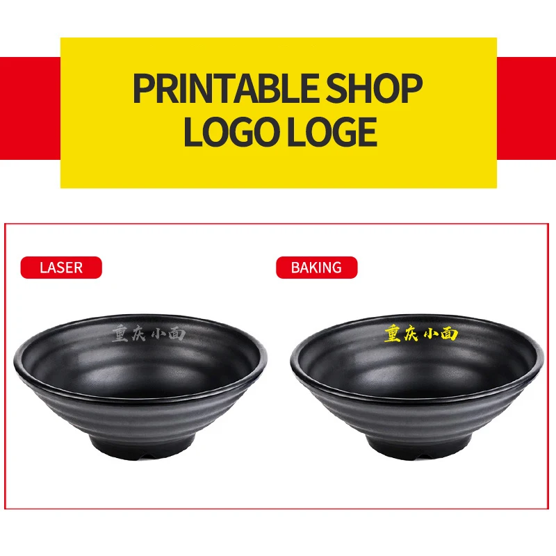 black big noodle restaurant melamine ramen bowl with custom logo