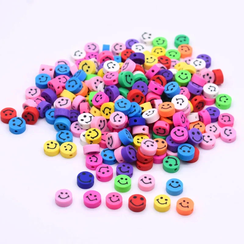 100PCS/BAG Pink Clay Beads Lovely Fruit Animal Pattern Polymer Clay Spacer Beads for Jewelry Making DIY Jewelry Accessories
