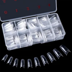 Clear False Nails Cour French Art False Nails Short Tips Artificial False Nail Packaging Box for Women Girls