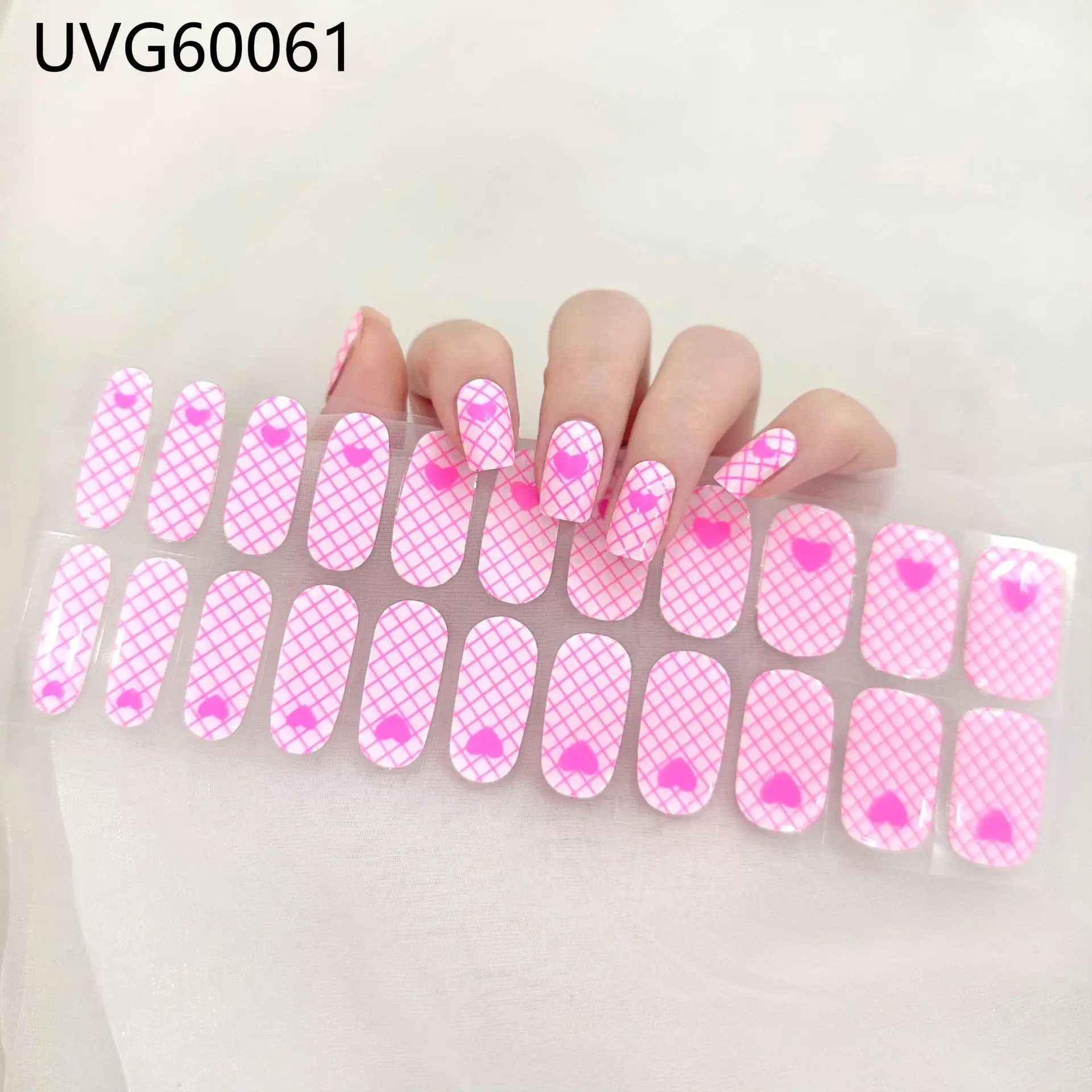 Private Label Full Wrap Gel French Nail Polish Strips UV Semi Cured Gel Nail Sticker