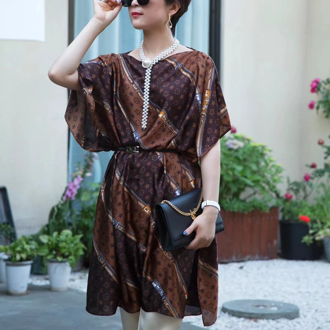 Плюс размер шелковая пляжная одежда женское роскошное шелковое многоцелевое платье