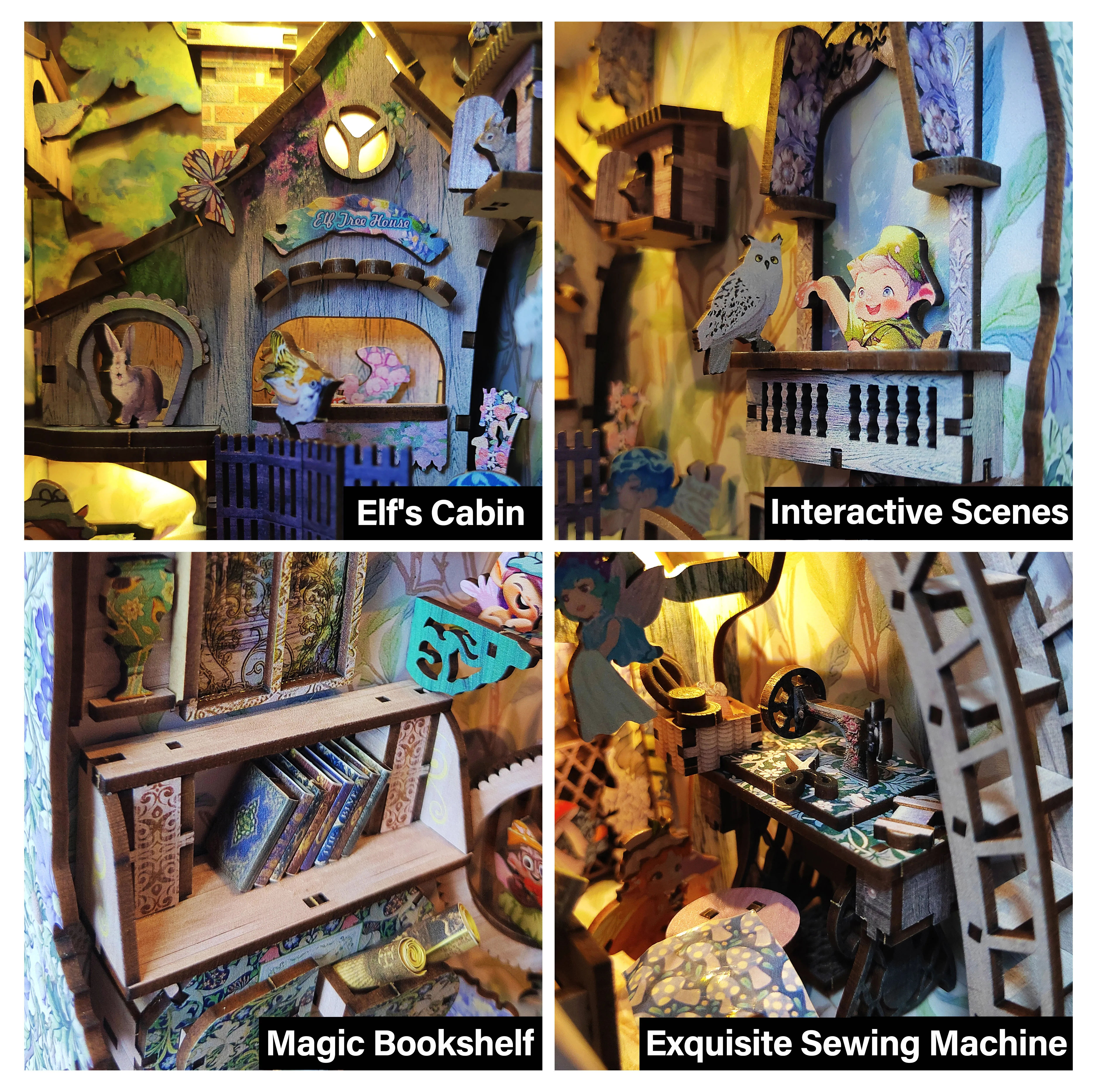 Y-TOP Hot Selling Handicrafts 3D Wooden Puzzle Miniatures Dollhouse Kits DIY Book Nook Shelf Insert Book End Decorative