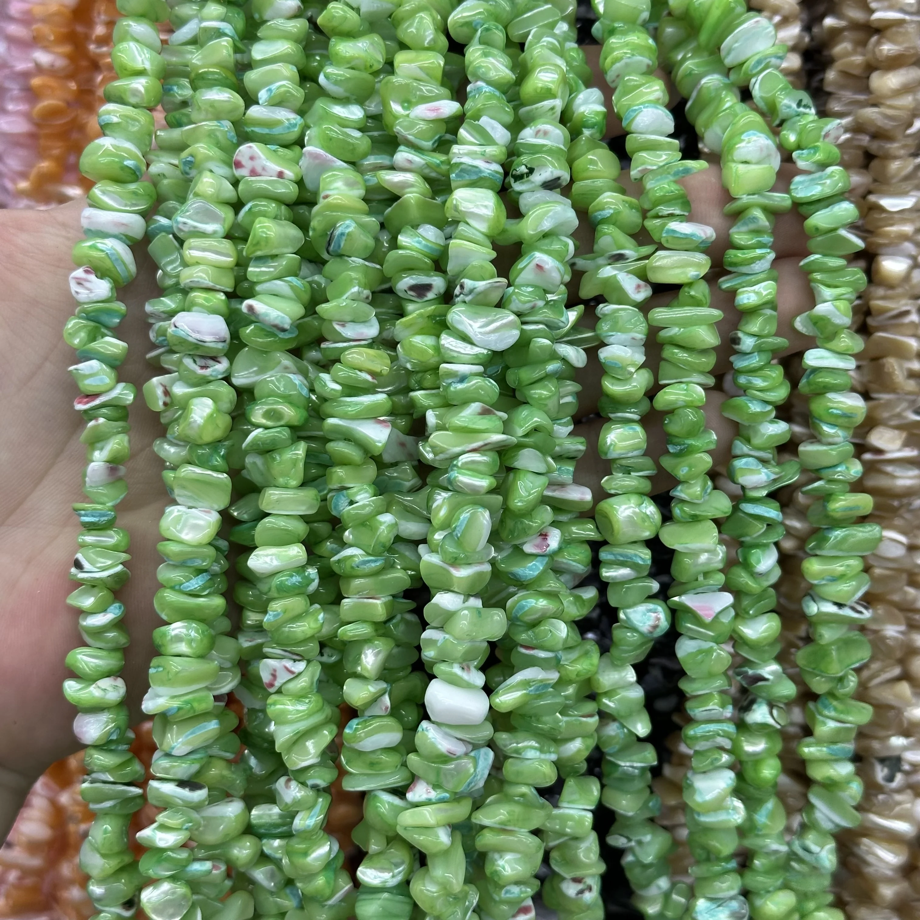 New flat stone horseshoe snail 7-8mm shell bead hairpin earrings semi-finished loose beads bracelet necklace jewelry wholesale