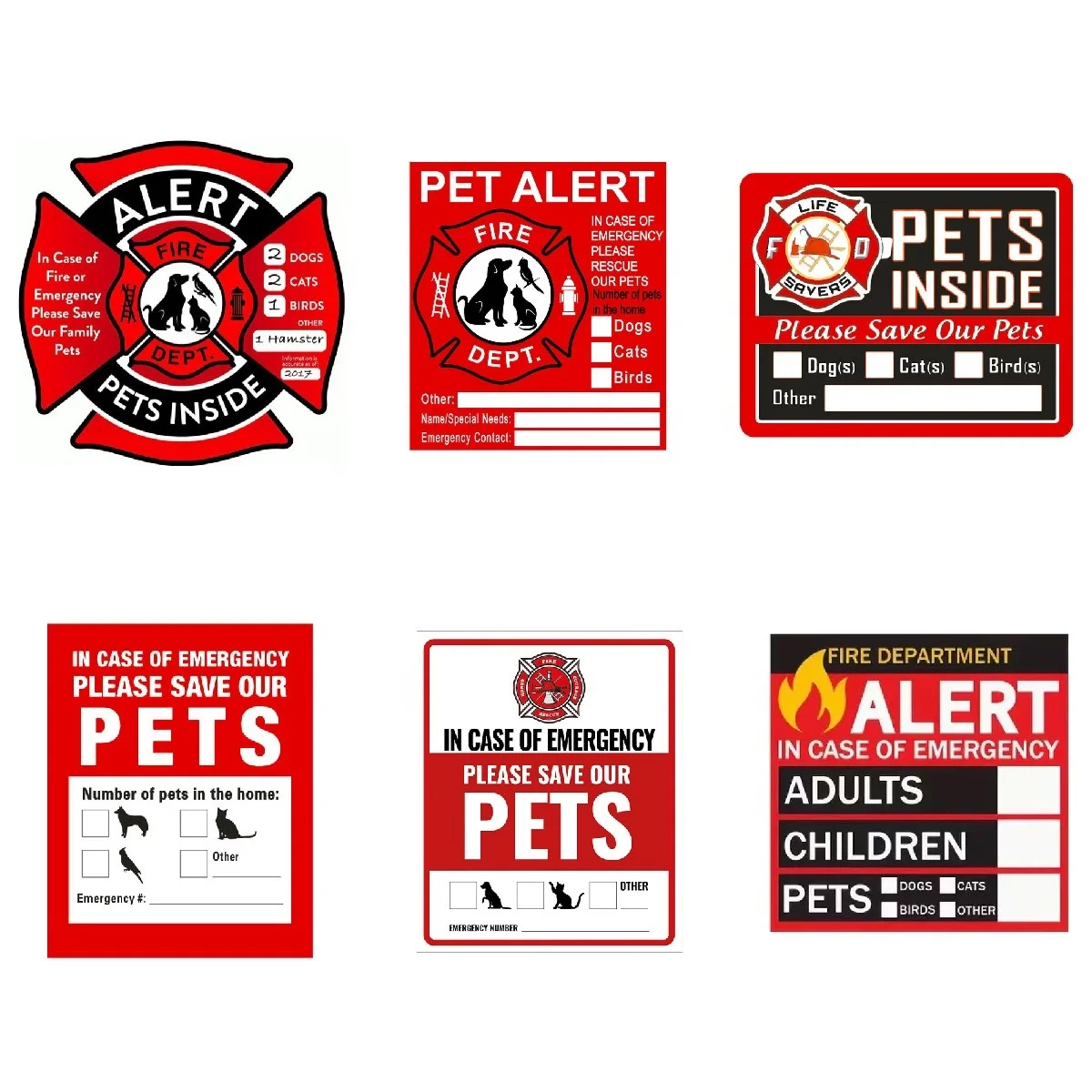 Pet Alert Stickers Pets Inside Fire Rescue Stickers Save Our Pets Finder Emergency Rescue Sign Window Stickers