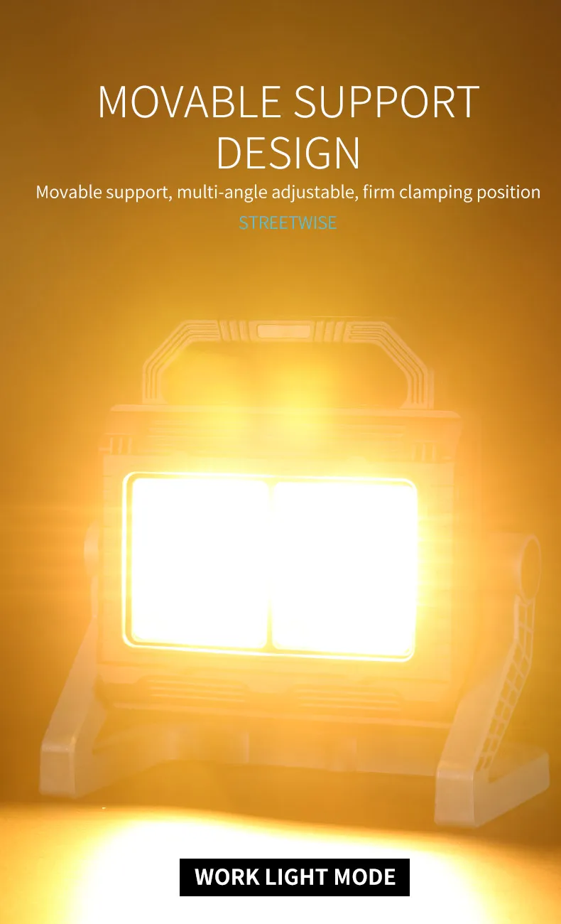 Multi-function Led Work Light Split Battery Pack Rechargeable Work Light with Tripod Black DC COB LED Work Light 1800lm Green