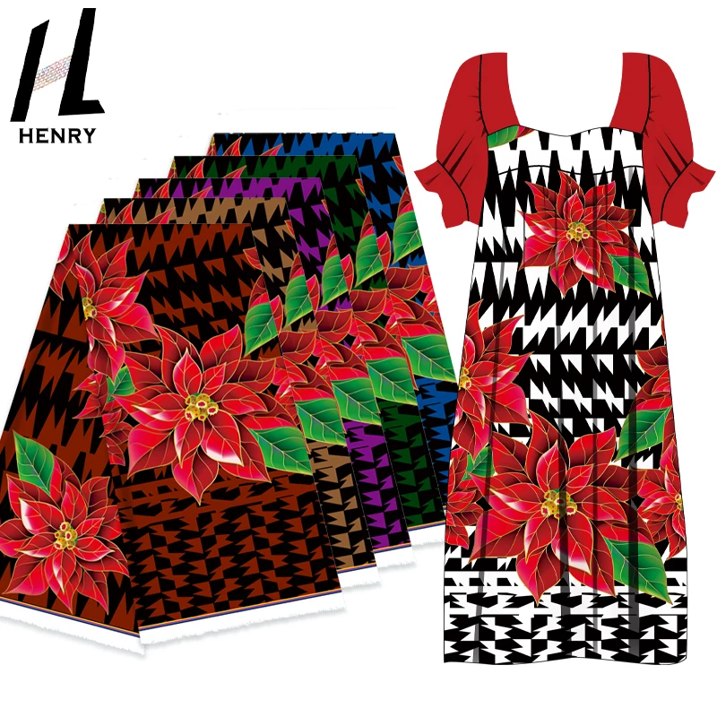 Henry Factory Price Polyester Print Fabric Man Shirt Lady Dress Geometric Pattern With Floral Fabrics For Garment Affordable