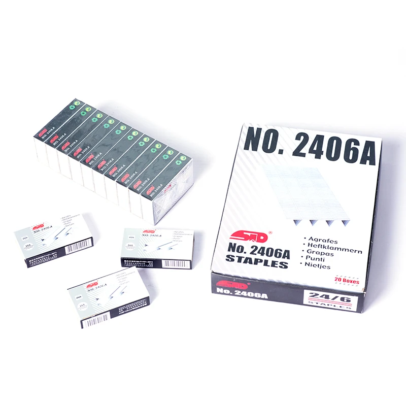 2406A Manufacturer High Quality Office School Stapler Pin 24/6 26/6 No.10 etc. Galvanized Metal Staples