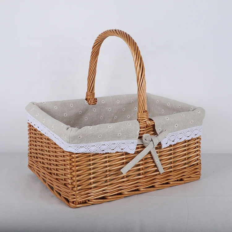 Full wicker artificial flower baskets willow storage baskets with lining fabulous containers for home deco