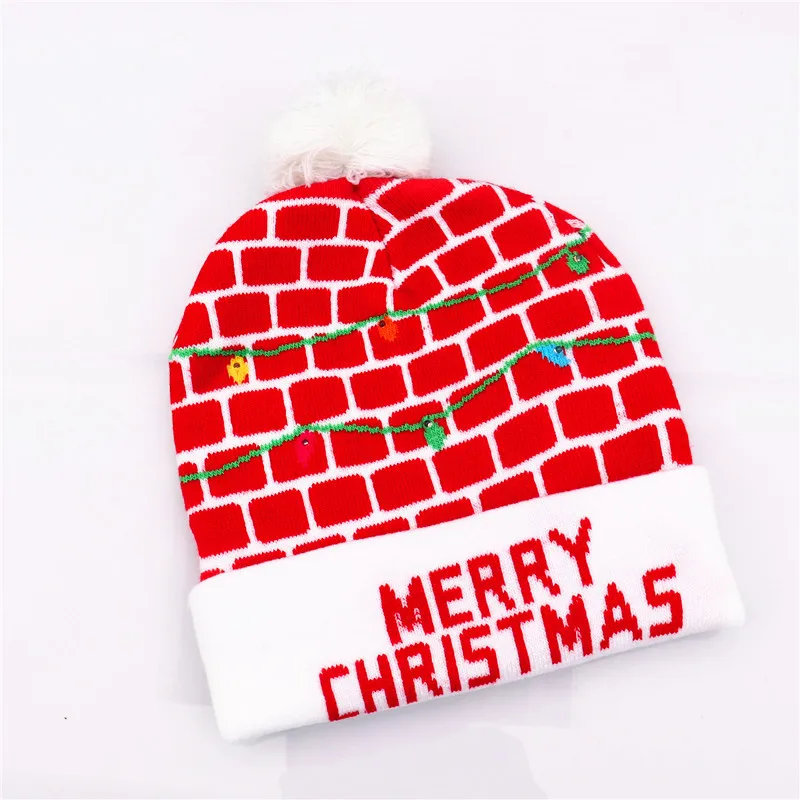 Christmas decoration children adult colorful luminous knitted Christmas hat
