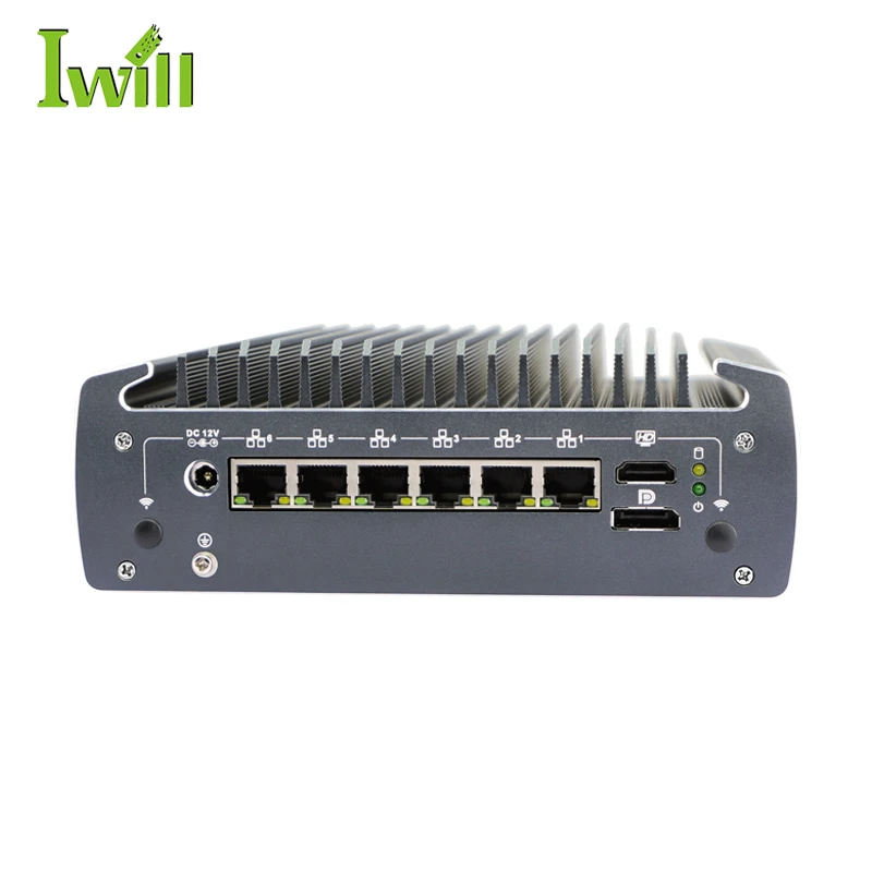 Education Office 1u rack server networking firewall fanless mini  pc with 6*Lan Support TPM 2.0
