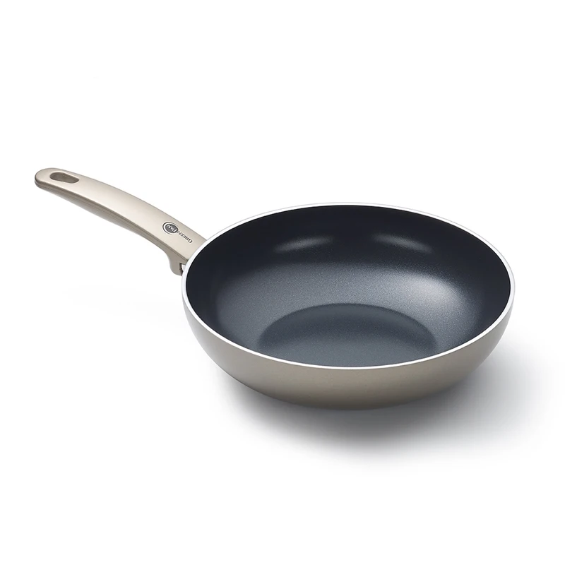 Aluminum pan pressing Big wok Marble Coating Wok pan with two mouth
