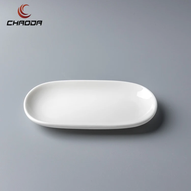 CHAODA Oval Shape high quality Ceramic Dishes 6.5 Inch Fine Porcelain Plates For Stars Hotel