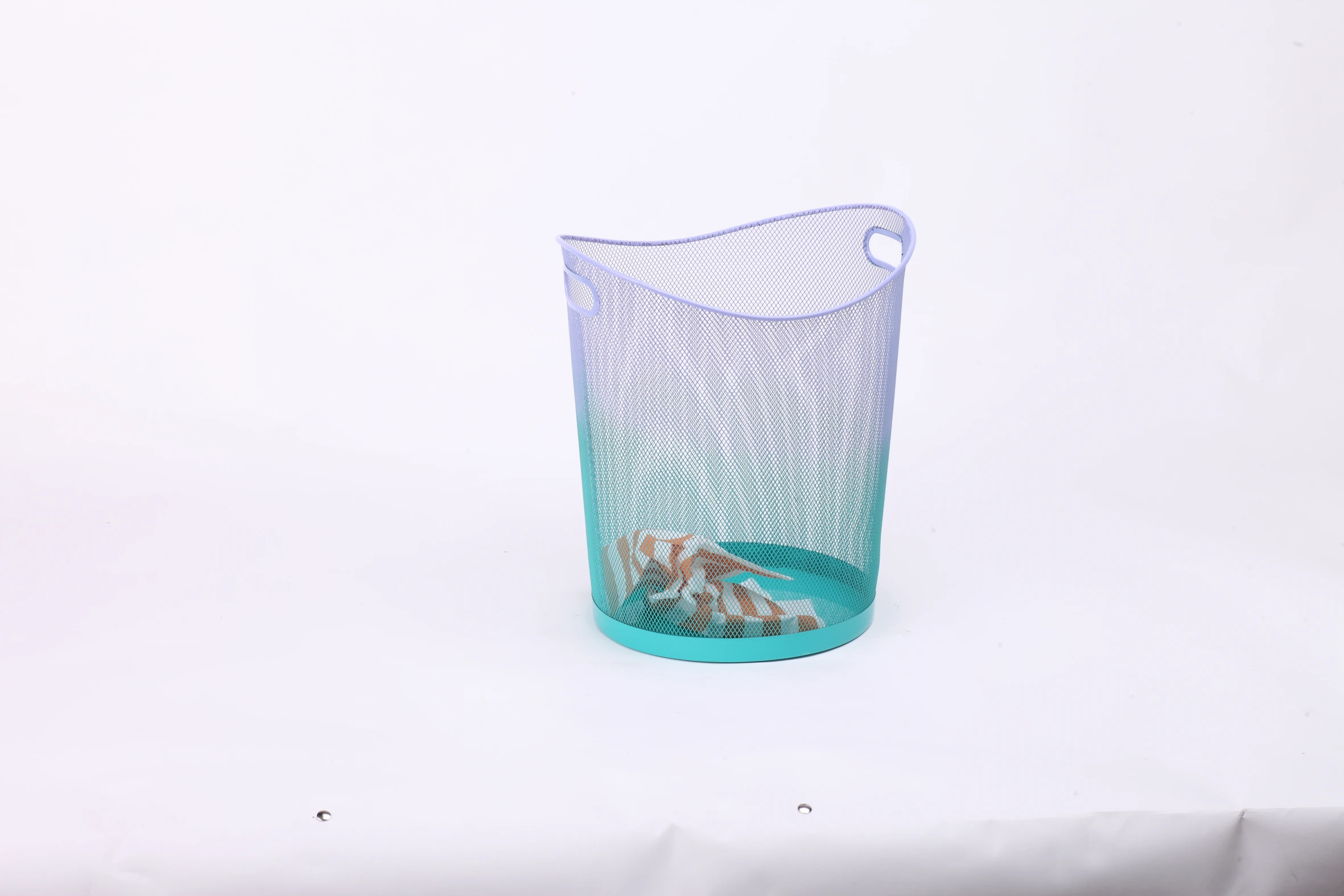 Hot sale rolling small trash bin metal for office/home papeleras de malla