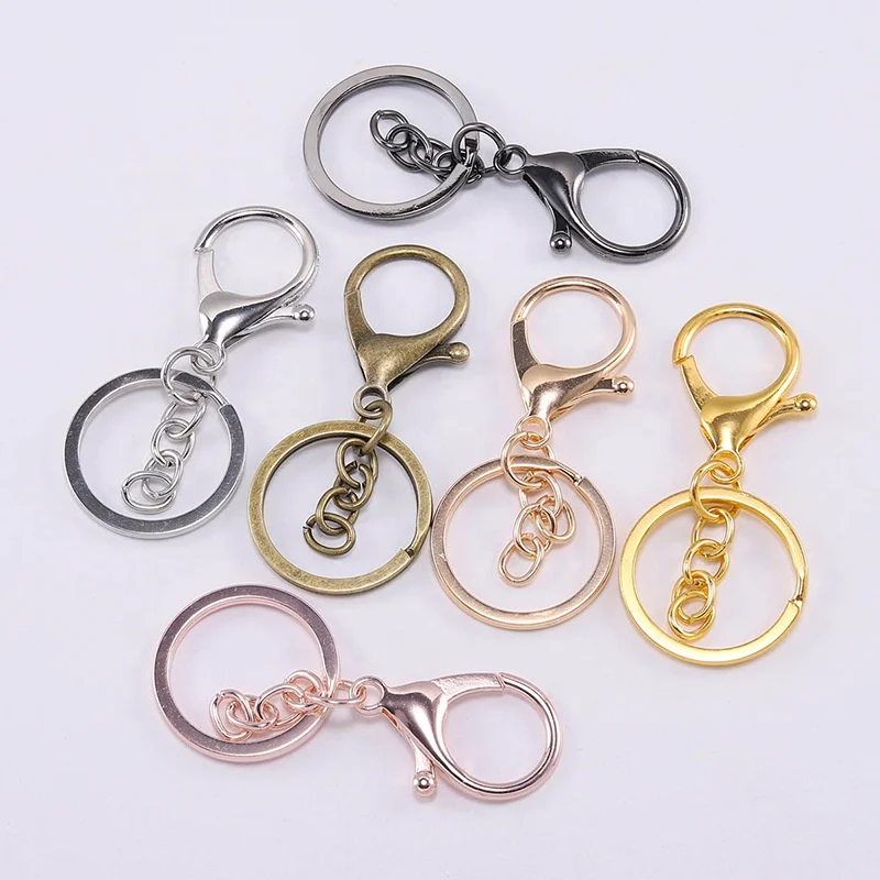 30mm Key Ring Long lobster clasp key hook chain Accessories handmade DIY Jewelry Making Keychain