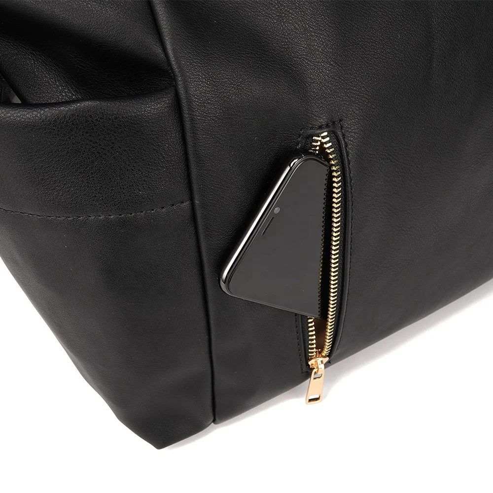 vegan leather diaper tote large capacity diaper bags for mom anti-tear baby bags with changing pad low MOQ nappy bags for baby