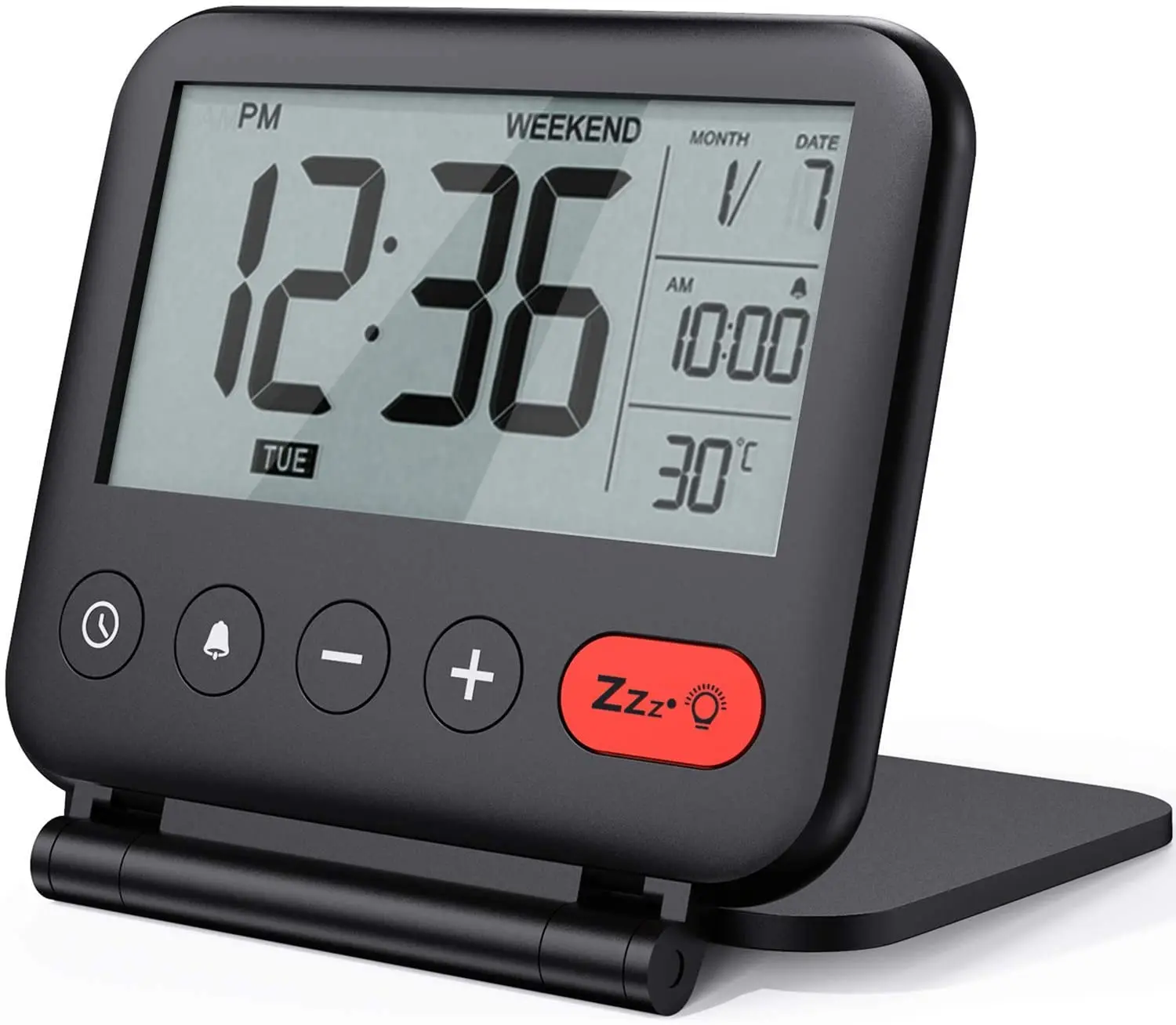 
Power saving mode LED bedroom mirror with digital clock travel alarm clock 