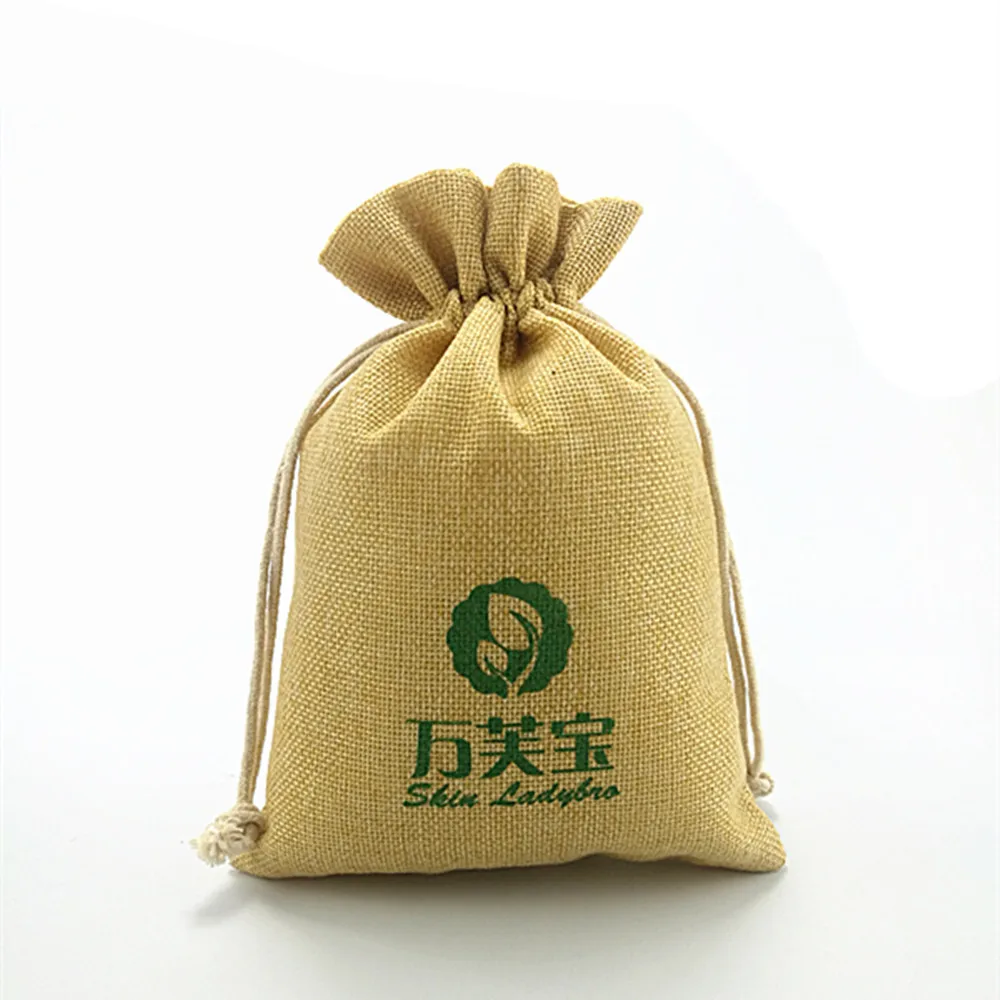 2020 high quality nature jute darwsring bag candy drawstring bag small christmas gift bag