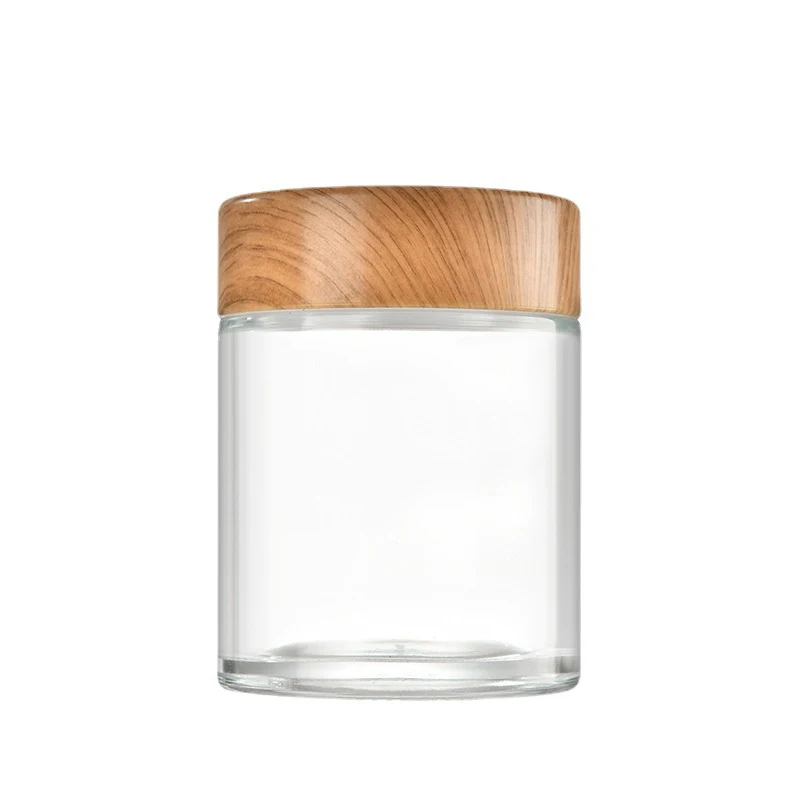 In Bulk Customized Round Glass Jar 180ml 250ml 500ml 750ml Container for Honey Jam Baby Food Storage with Wooden Metal Lid