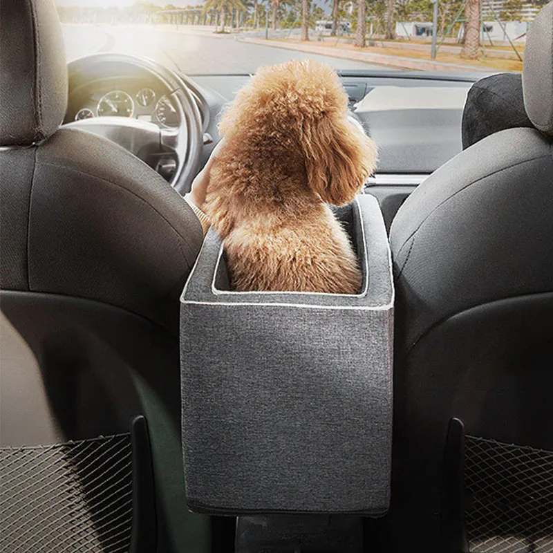 Portable Pet Dog Car Seat Central Control Nonslip Dog Carriers Safe Car Armrest Box Booster Kennel Bed For Small Dog Cat Travel