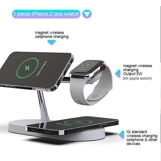 2021 New 15W qi wireless charger sleep lamp 5 in 1 fast charging station for iphone12 iwatch