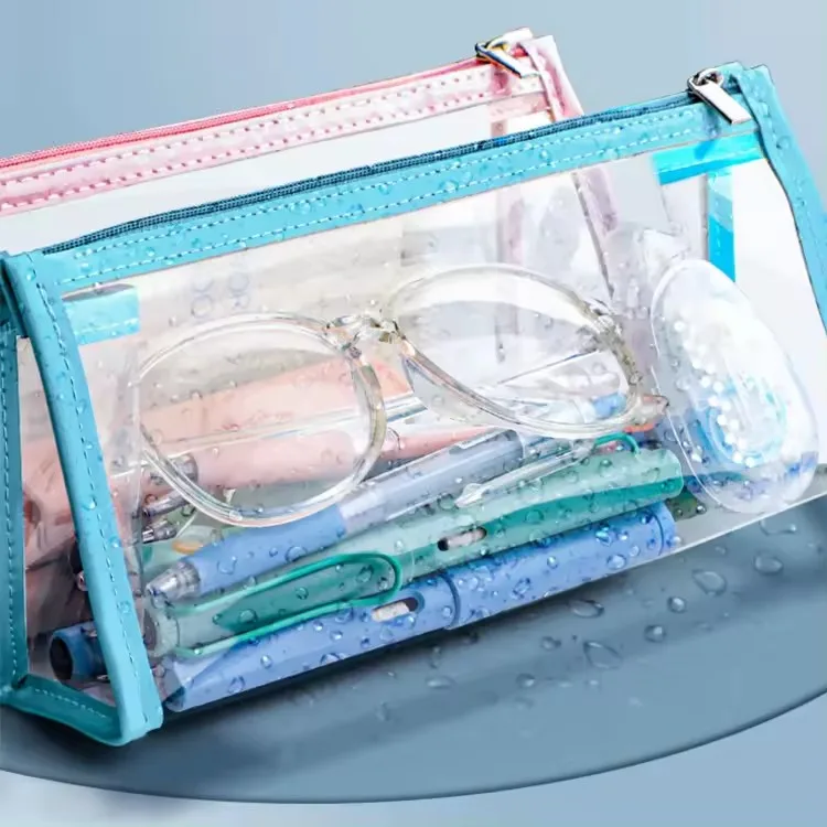 School Transparent Clear PVC Pencil Case Zipper Stationery Storage Pencil Pouch for Students