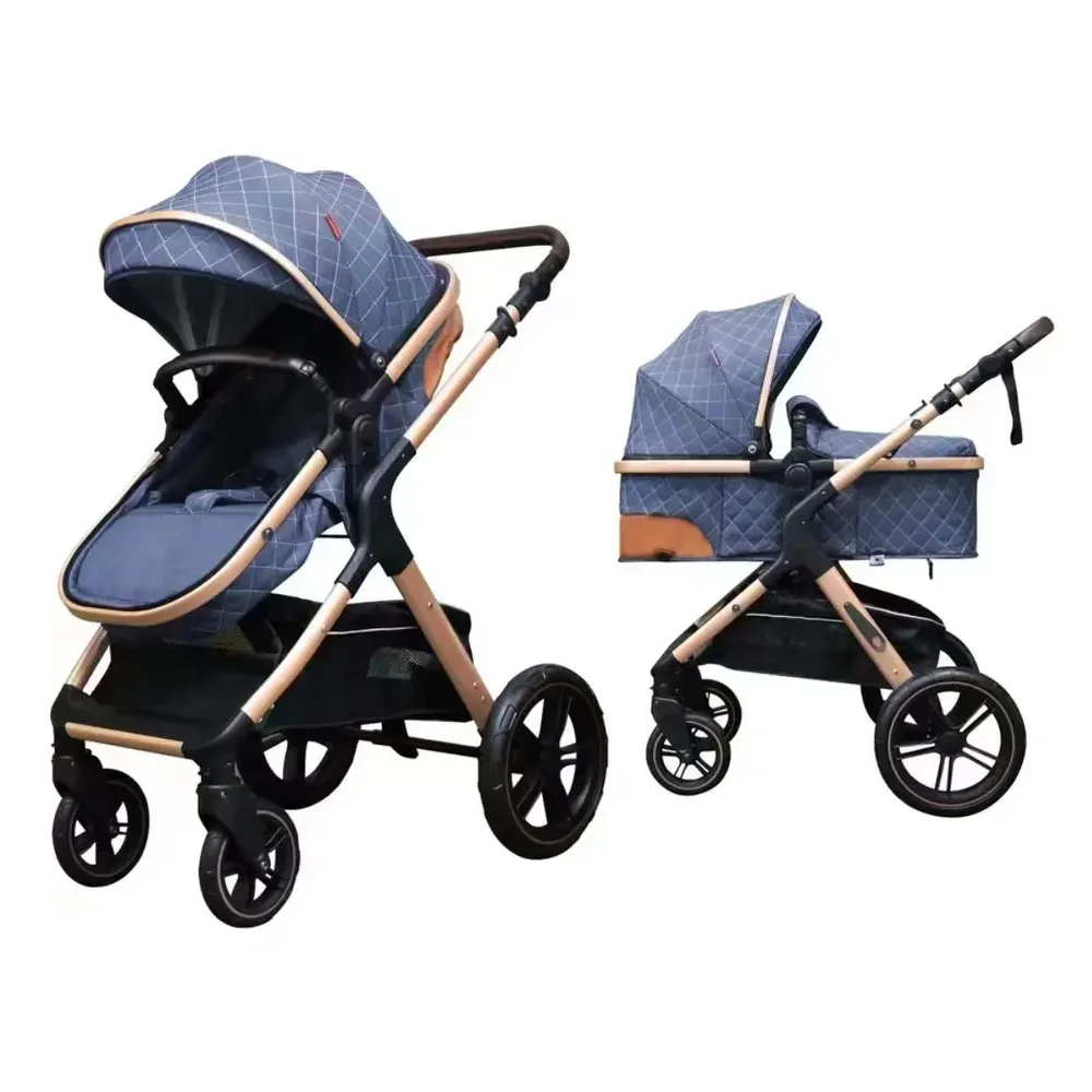 china factory 0-36 months double cotton layer pu leather handle travel system 2 in 1 stroller push chair buggy pram for winter