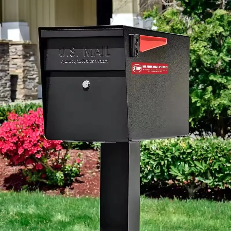 Hot sales Locking Security Mailbox Black USA Large Capacity Galvanized Steel Black Wall-mount Mailbox