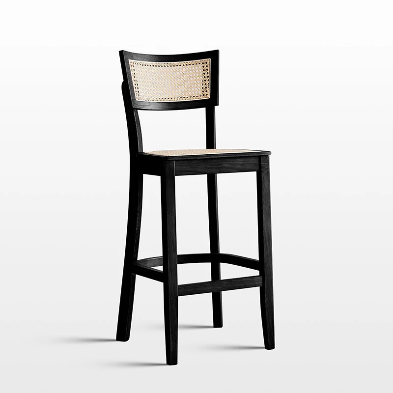 Modern Wooden Rattan Counter High Chair for Bar Table Stools