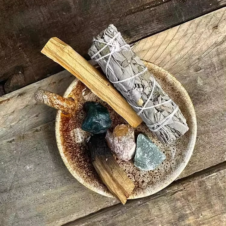 Ceramic Palo Santo Burner Wood Stand, Incense Stick Burning Tray for Burning Sage, Palo Santo