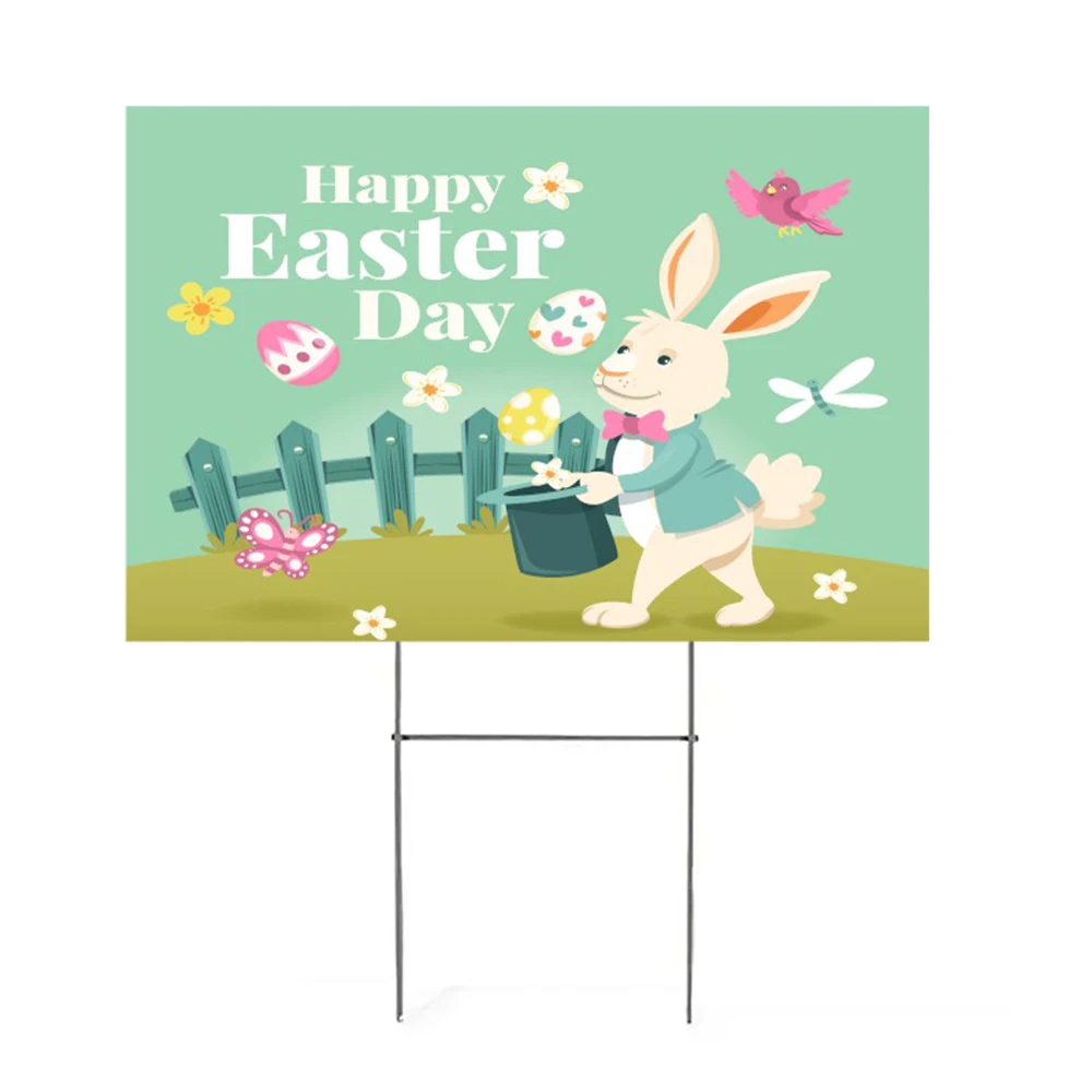 Wholesale Factory Sale Outdoor 18*24inch PP Corrugated Plastic Sheet Sign For Festival Decoration  With H-stakes