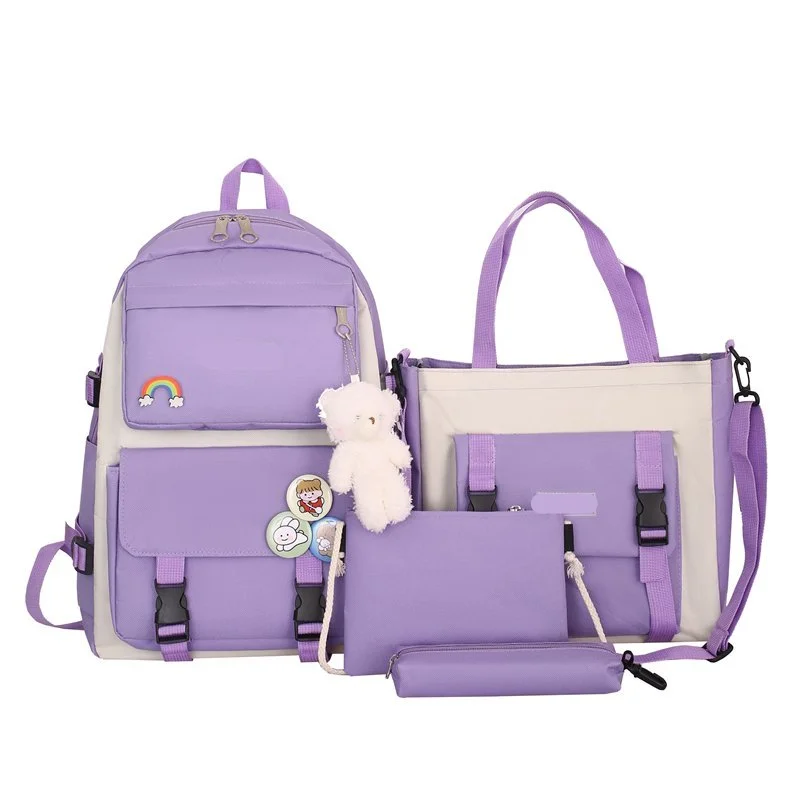 Water Resistant 3 In 1travel Kids Backpack Shoes College Laptops School Bag Set Children Bags Girls Kindergarten