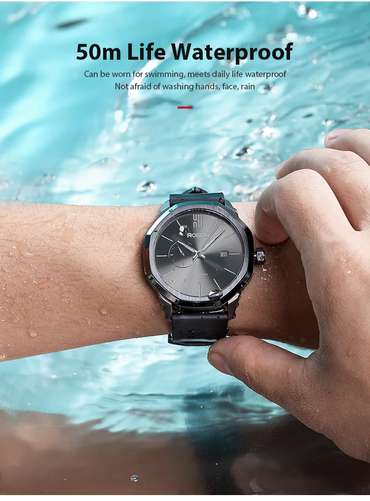 Special  316L Stainless Steel Pocket Rubber Strap Auto Miyota Movement 50 BAR Water Resistance Luxury Mechanical Watch