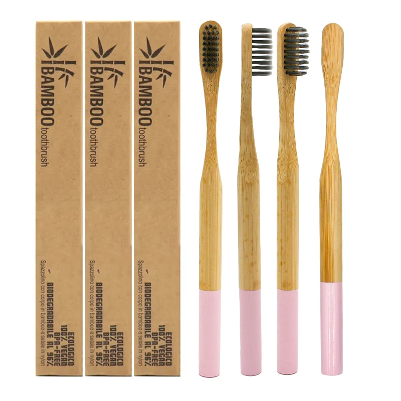 Wholesale 100% Healthy Custom Eco nature China Custom Bamboo Toothbrush with Soft Bristle for adults