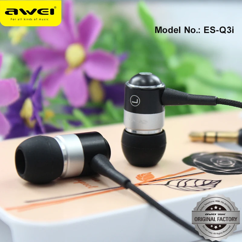 Awei ES-Q3 Consumer Electronics  Cheap 3.5MM Wired In-ear Earphone For Mobile Phones