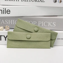 Custom Logo Printed Envelope Flap Microfiber Necklace Earring Jewelry Packaging Pouch Bag With Logo