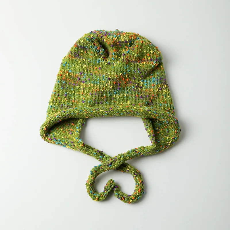 Autumn And Winter Ear Protection Full Head Cover Windproof Knitted Hats Cute Rainbow Cat Ear Beanies Hat Pullover Hats Women